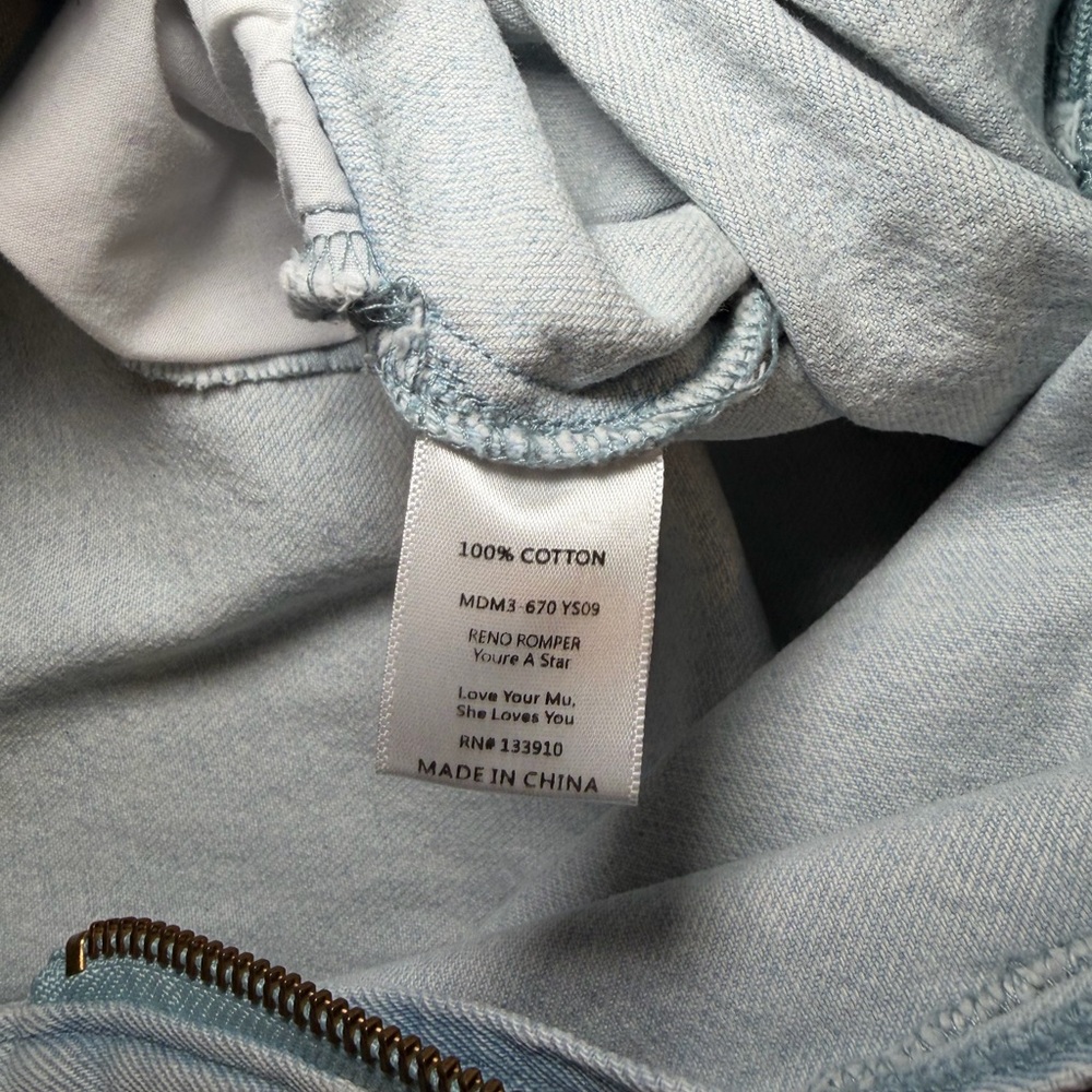 Show Me Your MuMu Light Blue Star Denim Romper - Picture 7 of 7